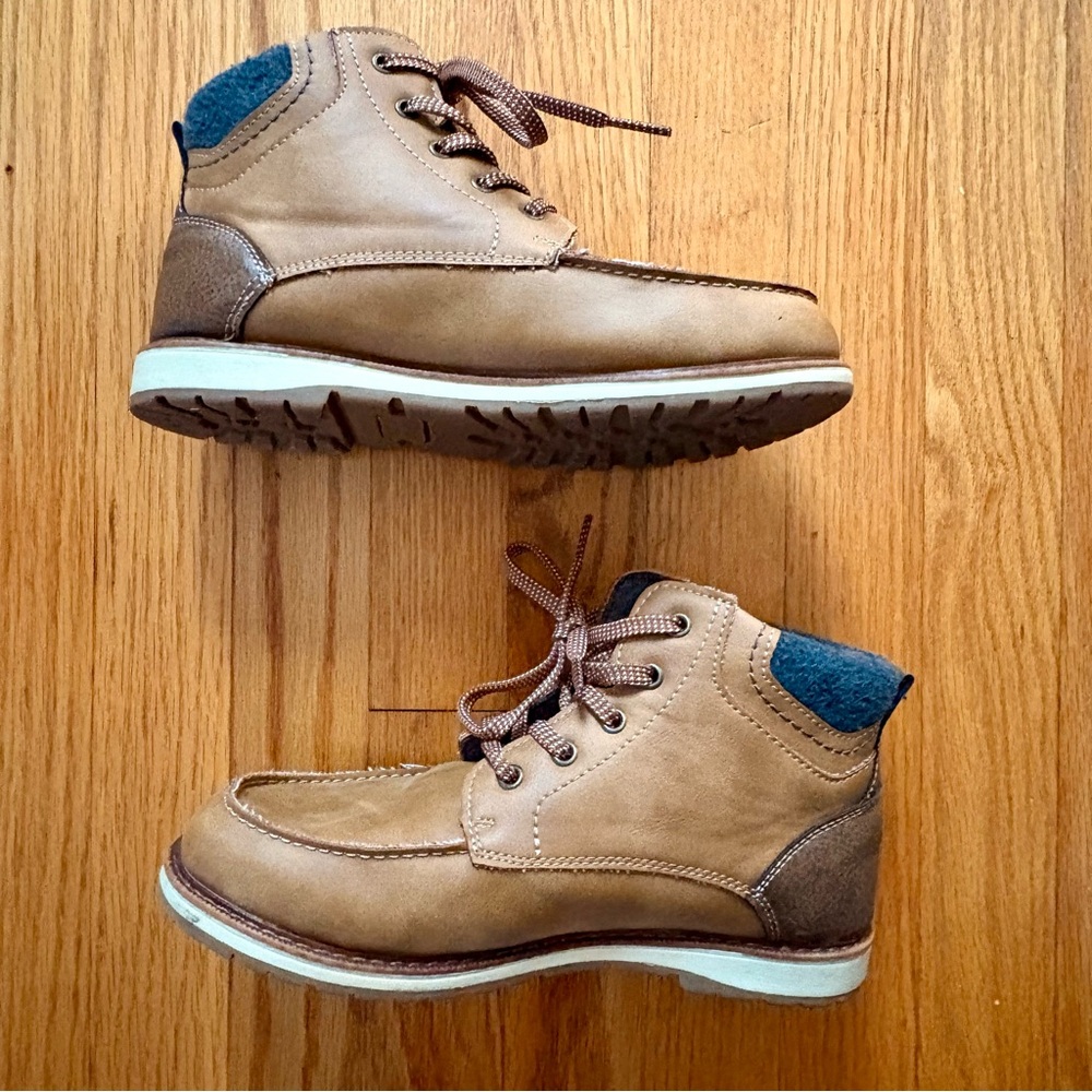 Crown Vintage Kids Leather Lace Up Boots Cognac Brown Size 5